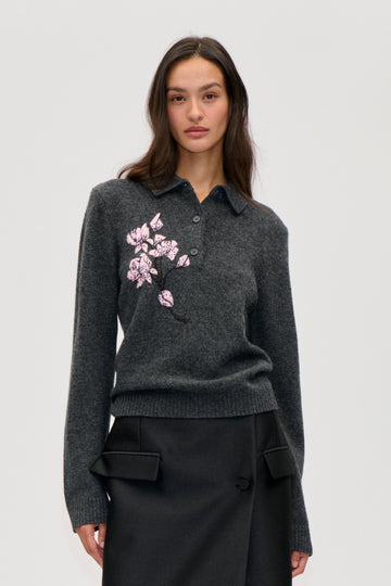 Stine Goya UK Polo Jumper Knit Tulle Flower
