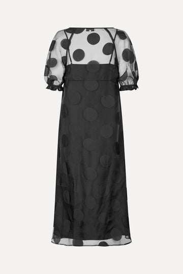 Stine Goya UK Puff Sleeve Long Dress Dress Dotted Black