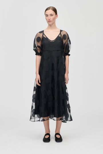 Stine Goya UK Puff Sleeve Long Dress Dress Dotted Black