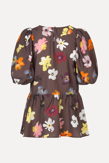 Stine Goya UK Puff Sleeve Peplum Top Top Wild Flowers