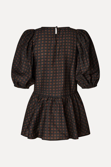 Stine Goya UK Puff Sleeve Peplum Top Top Morgensol Checks