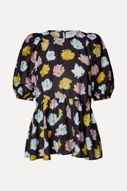 Stine Goya UK Puff Sleeve Peplum Top Top Morgensol Poppies