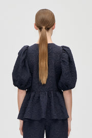 Stine Goya UK Puff Sleeve Peplum Top Top Garden Relief