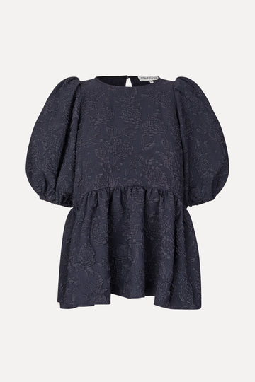 Stine Goya UK Puff Sleeve Peplum Top Top Garden Relief