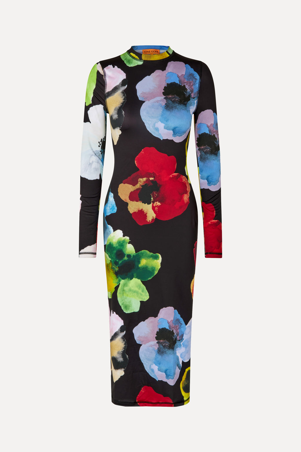 Pullover Long Sleeve Midi Dress - Watercolor Bloom - Stine Goya UK