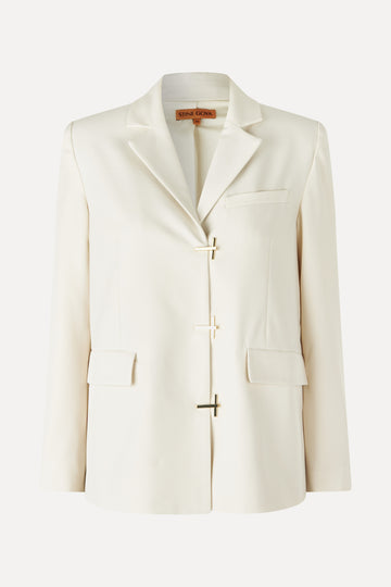 Stine Goya UK Relaxed Fit Slit Blazer Jacket Ivory / Cornsilk