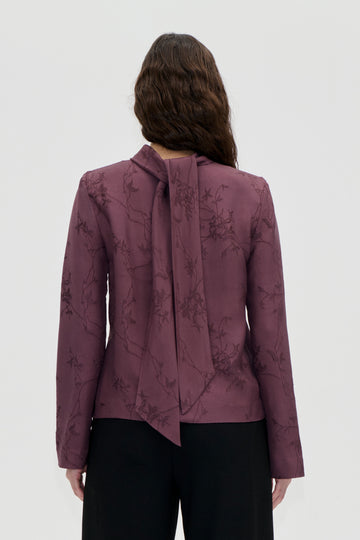 Stine Goya UK Relaxed Tie Neck Blouse Top Bordeaux
