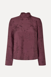 Stine Goya UK Relaxed Tie Neck Blouse Top Bordeaux