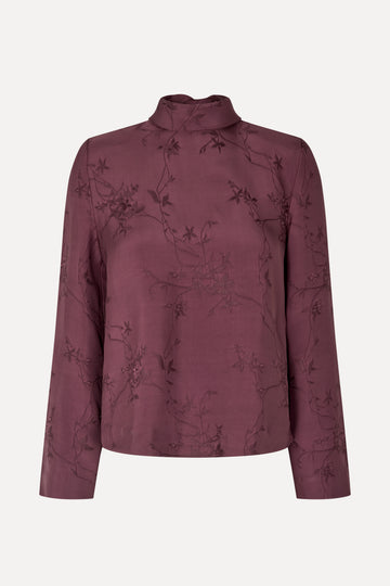 Stine Goya UK Relaxed Tie Neck Blouse Top Bordeaux