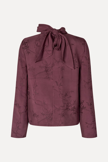 Stine Goya UK Relaxed Tie Neck Blouse Top Bordeaux