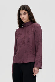 Stine Goya UK Relaxed Tie Neck Blouse Top Bordeaux
