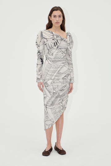 Stine Goya UK Rouched Midi Dress Dress Fineline Staircase
