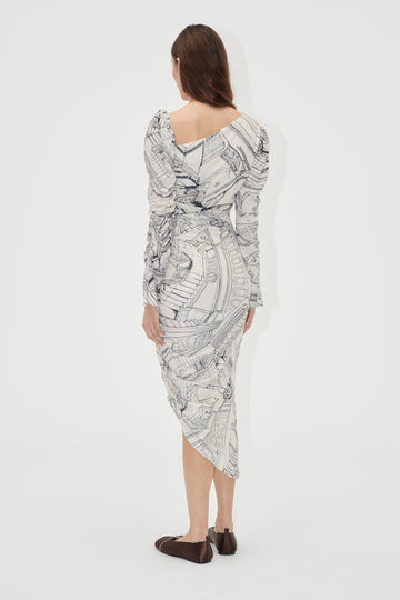 Stine Goya UK Rouched Midi Dress Dress Fineline Staircase