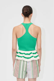 Stine Goya UK Ruffle Tank Top Top Green Stripes