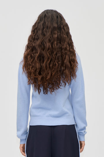 Stine Goya UK Ruffled Crewneck Sweater Knit Light Blue