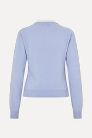 Stine Goya UK Ruffled Crewneck Sweater Knit Light Blue