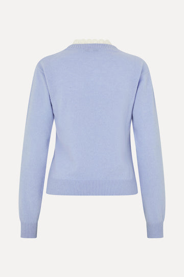 Stine Goya UK Ruffled Crewneck Sweater Knit Light Blue