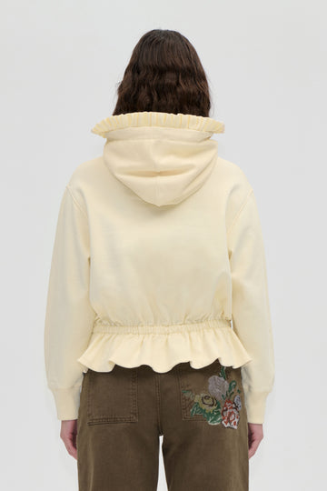 Stine Goya UK Ruffled Hoodie Sweatshirt Top Buttercream