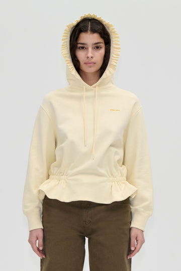 Stine Goya UK Ruffled Hoodie Sweatshirt Top Buttercream