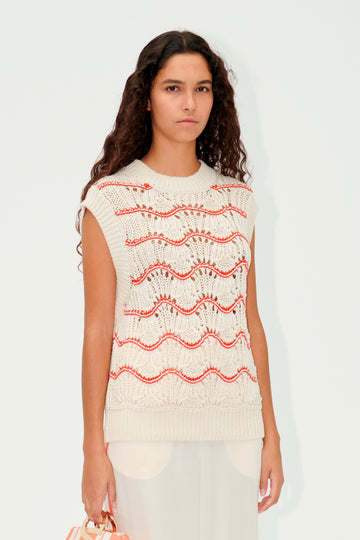 Stine Goya UK SGAsger Vest Knit Orange Waves