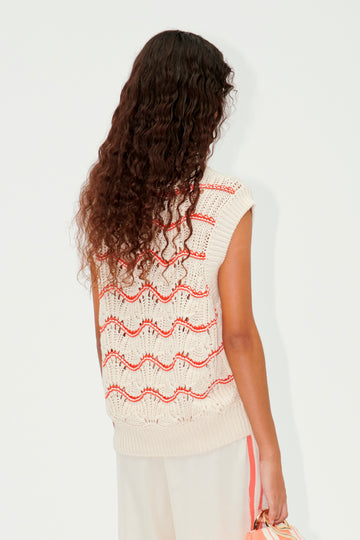 Stine Goya UK SGAsger Vest Knit Orange Waves