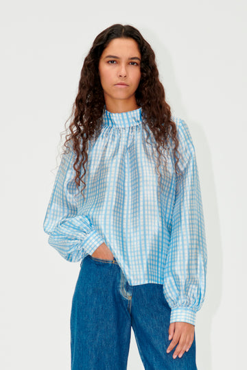 Stine Goya UK SGAshley Blouse Top Blue Check