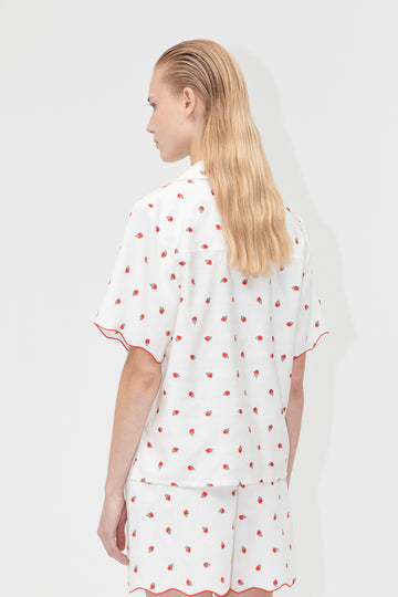 Stine Goya UK Scalloped Short Sleeve Shirt Shirt Red Poppy