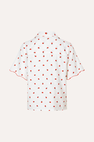Stine Goya UK Scalloped Short Sleeve Shirt Shirt Red Poppy