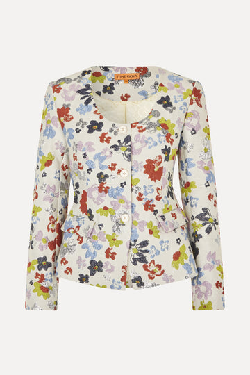 Stine Goya UK Scooped Neckline Tailored Jacket Jacket Skyfall Flowers