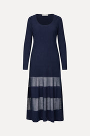 Stine Goya UK Scoopneck Fitted Long Sleeve Dress Knit Navy