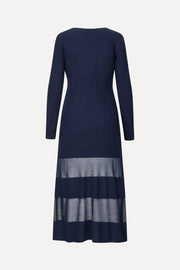 Stine Goya UK Scoopneck Fitted Long Sleeve Dress Knit Navy