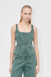 Stine Goya UK Scoopneck Pockets Vest Top Dark Green