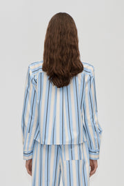 Stine Goya UK Sharp Hem Boxy Shirt Top Lightwave Stripes