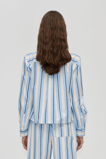 Stine Goya UK Sharp Hem Boxy Shirt Top Lightwave Stripes
