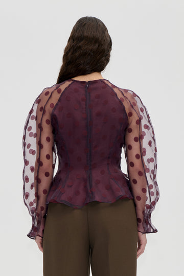 Stine Goya UK Sheer Peplum Top Top Polka