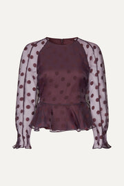 Stine Goya UK Sheer Peplum Top Top Polka