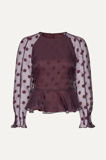Stine Goya UK Sheer Peplum Top Top Polka