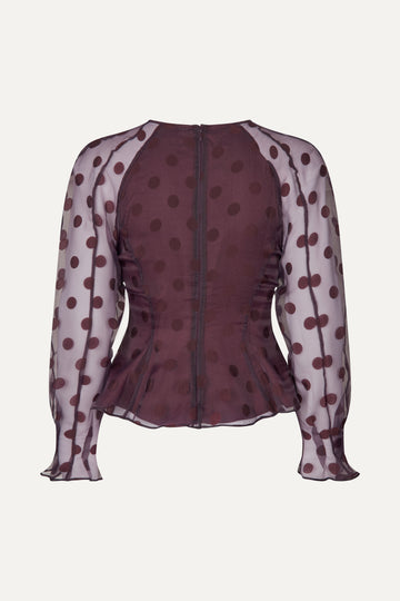 Stine Goya UK Sheer Peplum Top Top Polka