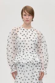 Stine Goya UK Sheer Peplum Top Top Flower Polka Dot