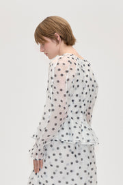 Stine Goya UK Sheer Peplum Top Top Flower Polka Dot