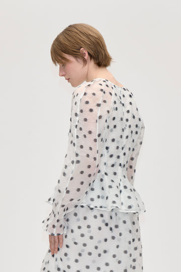 Stine Goya UK Sheer Peplum Top Top Flower Polka Dot