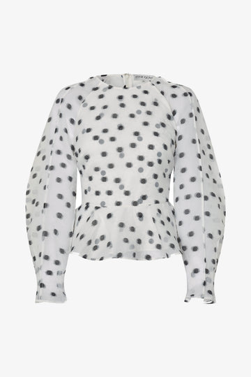 Stine Goya UK Sheer Peplum Top Top Flower Polka Dot