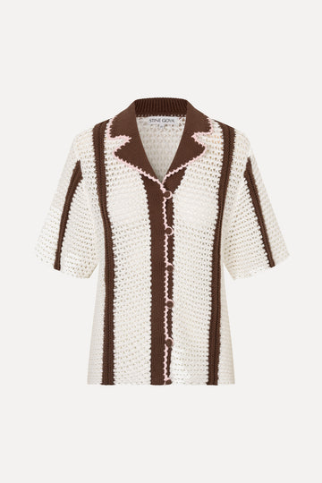 Stine Goya UK Short Sleeve Bowling Polo Knit Baseball Stripes