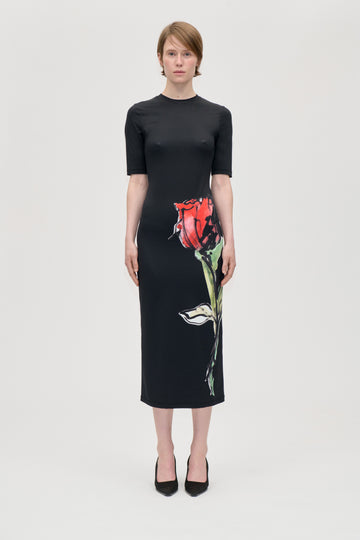 Stine Goya UK Short Sleeve Crewneck Midi Dress Dress The Rose