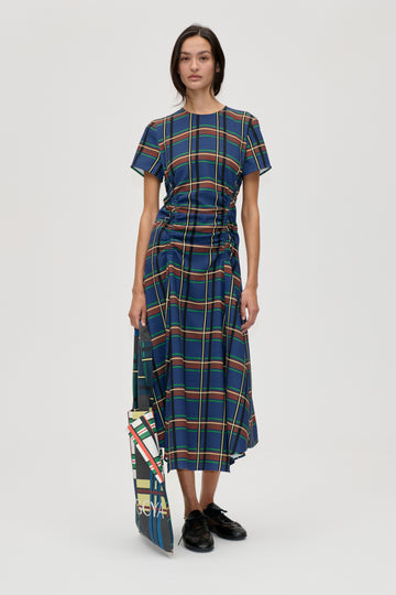 Stine Goya UK Short Sleeve Gathered Midi Dress Dress Crosschecks