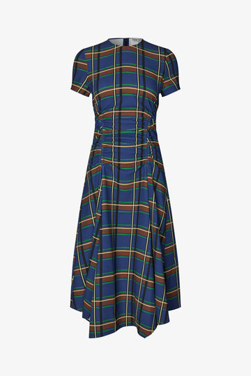 Stine Goya UK Short Sleeve Gathered Midi Dress Dress Crosschecks