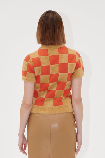 Stine Goya UK Short Sleeve Knit Polo Knit Mecca Orange / Curry
