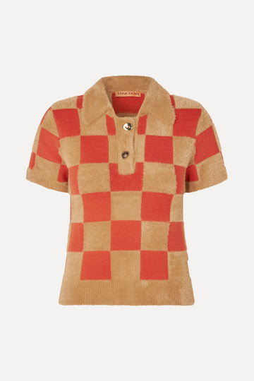 Stine Goya UK Short Sleeve Knit Polo Knit Mecca Orange / Curry