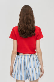 Stine Goya UK Short Sleeve Relaxed T-Shirt Top Velocity Red