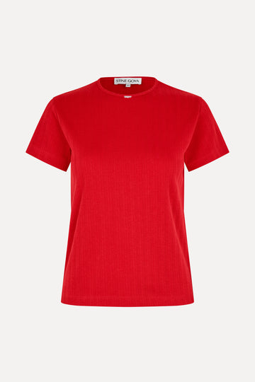 Stine Goya UK Short Sleeve Relaxed T-Shirt Top Velocity Red